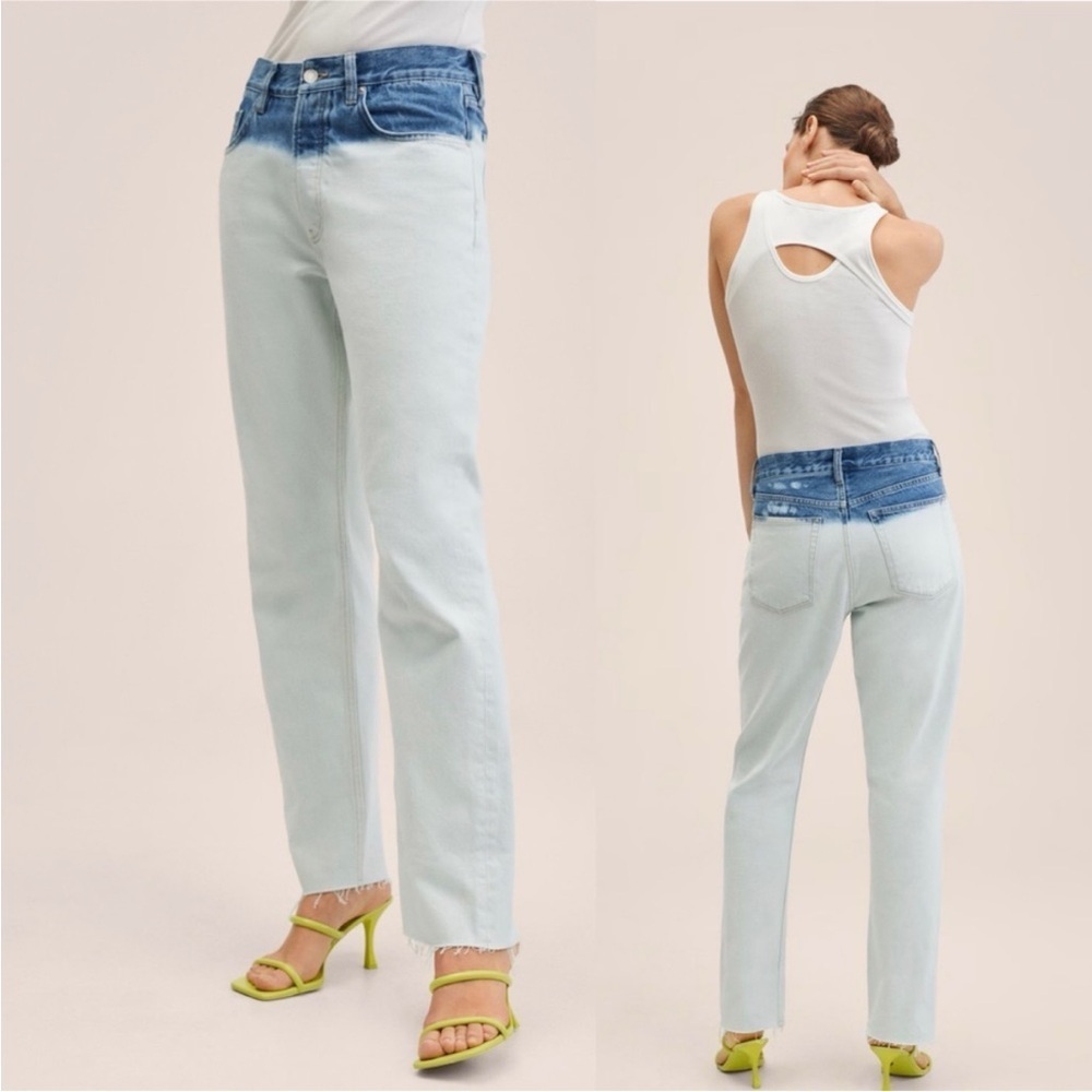 NWT Mango MNG High Rise Straight Leg Jean Size 32 or US 1 - Picture 2 of 11